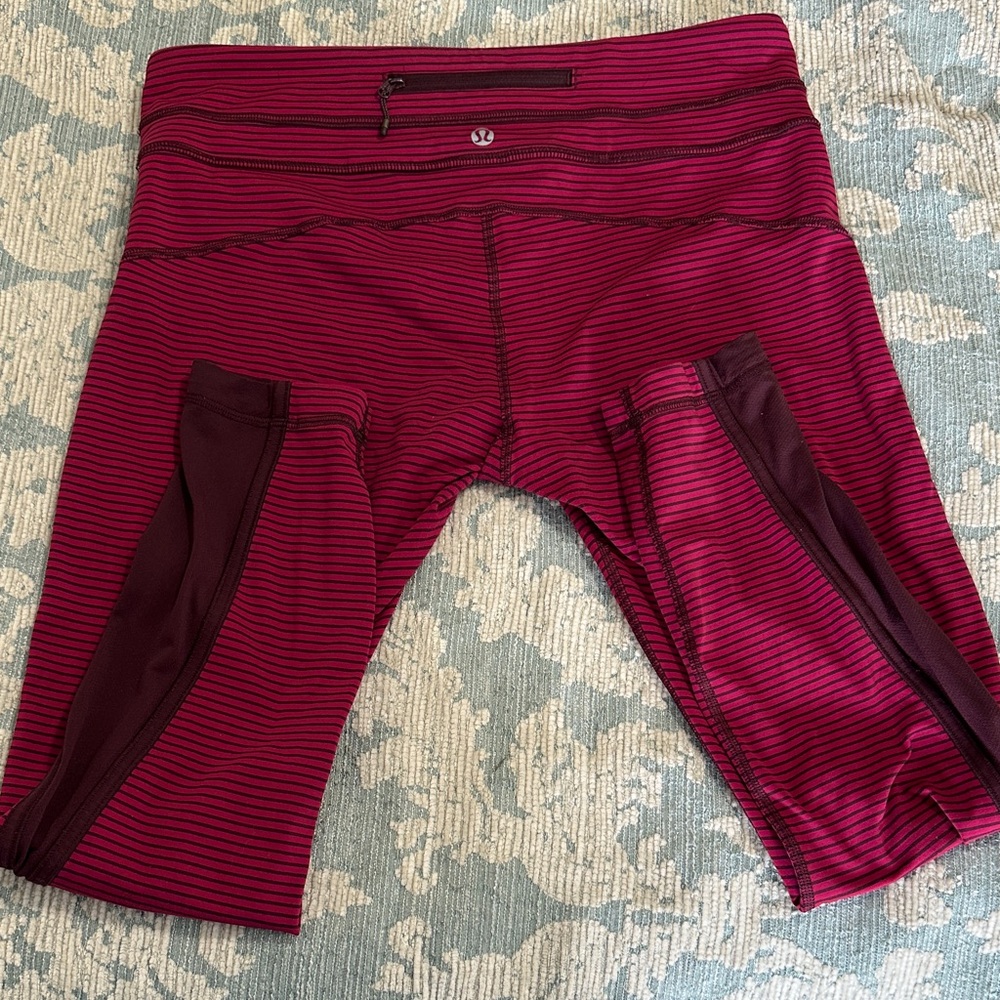 lululemon athletica Women's Burgundy Striped athletic pants.